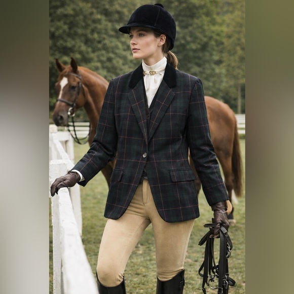 Sag Harbor Jackets & Blazers - Womens vintageGreen Plaid Tailored Riding Blazer